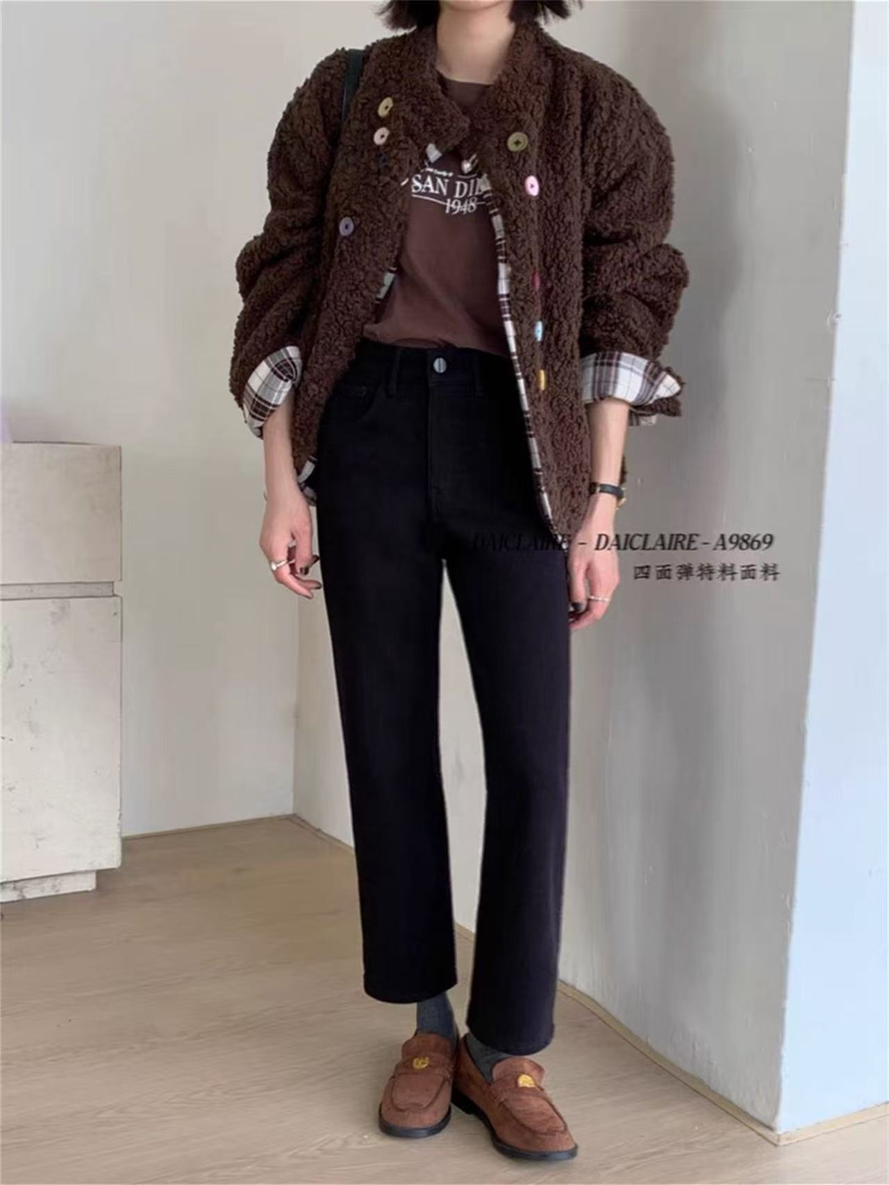 新号专属——（加绒）冬季订货会新款！又暖又显瘦的裤型！九分直筒裤！
