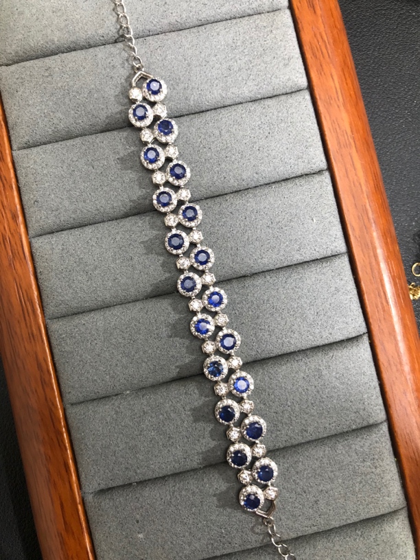 天然蓝宝石手链双排