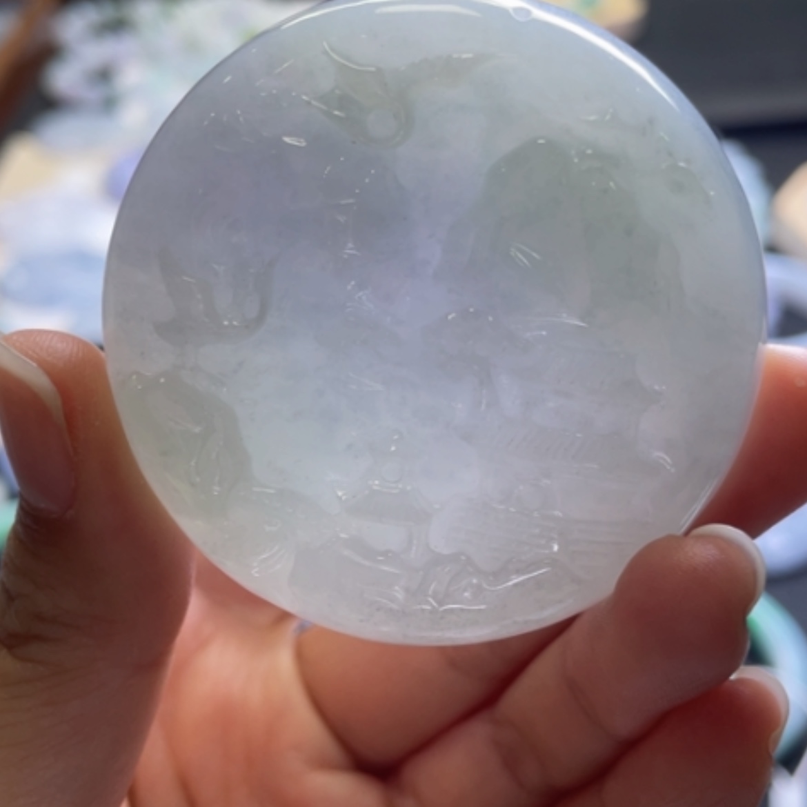 【闪购商品】翡翠颈饰未镶嵌山水牌