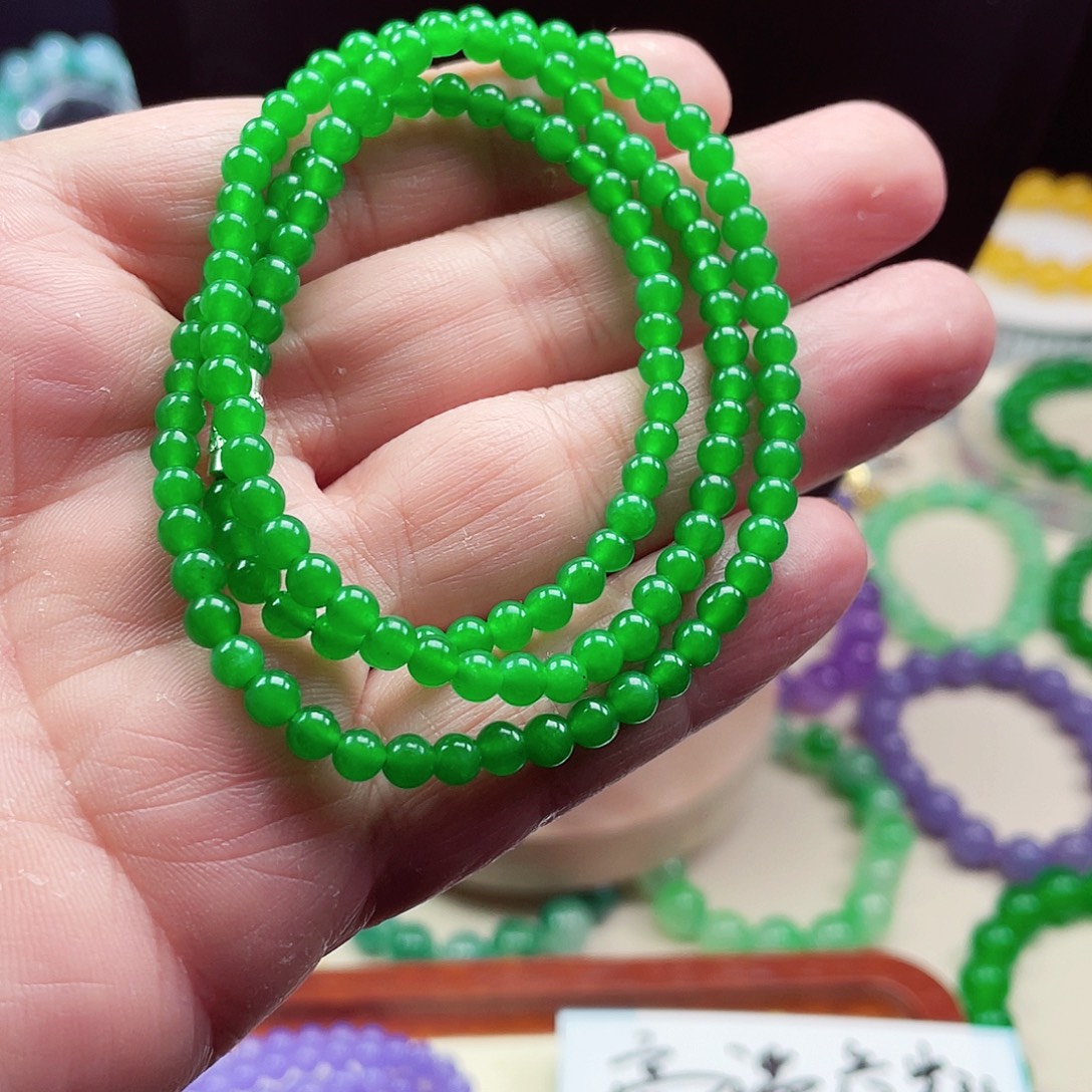 翡翠未镶嵌颈饰卡4.5翡翠珠链男女款08