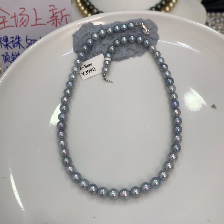 是****海水珍珠颈饰未镶嵌ak真多麻6-8mm丸