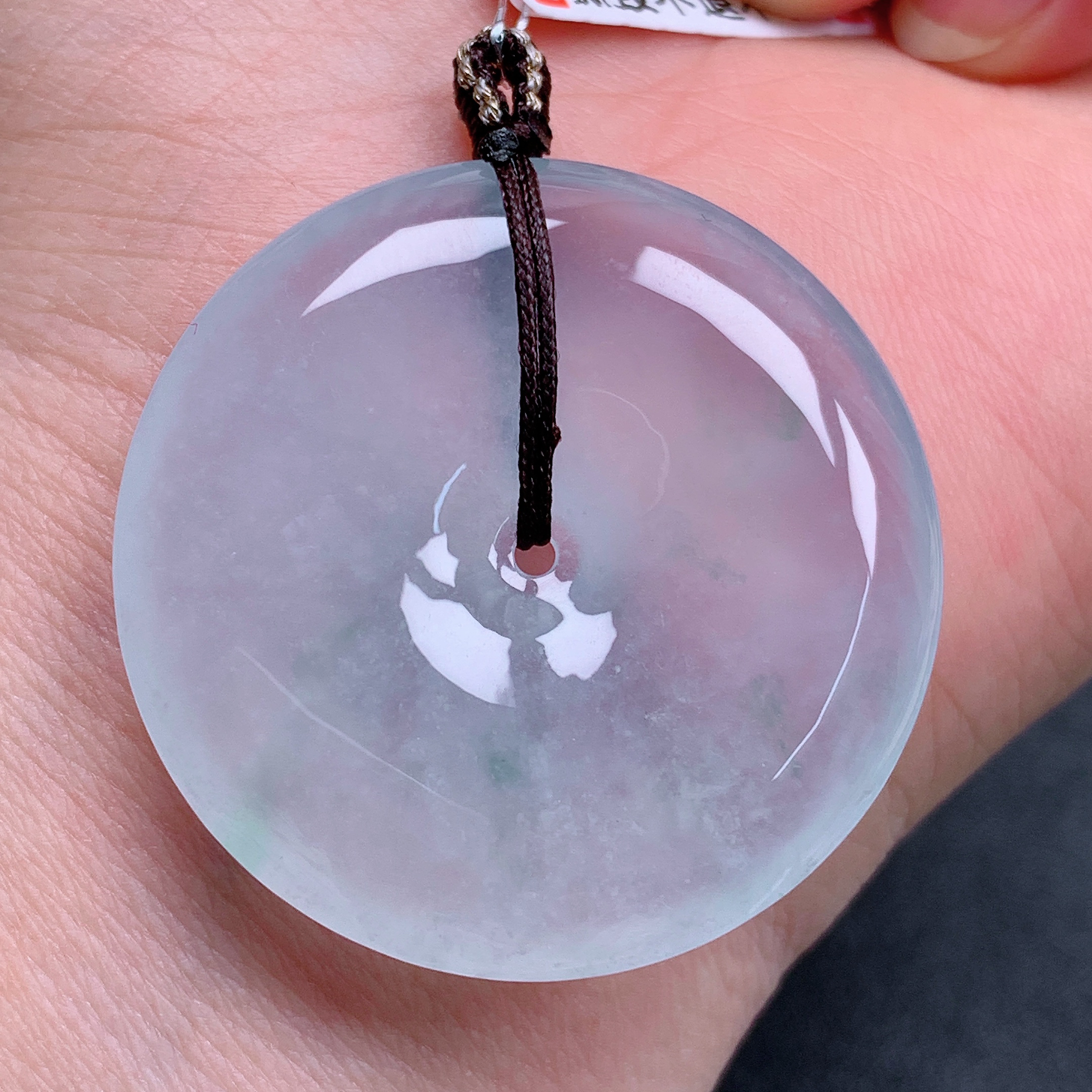 天然缅甸翡翠A货冰平安扣气质精美尺寸35.1+6.1  643