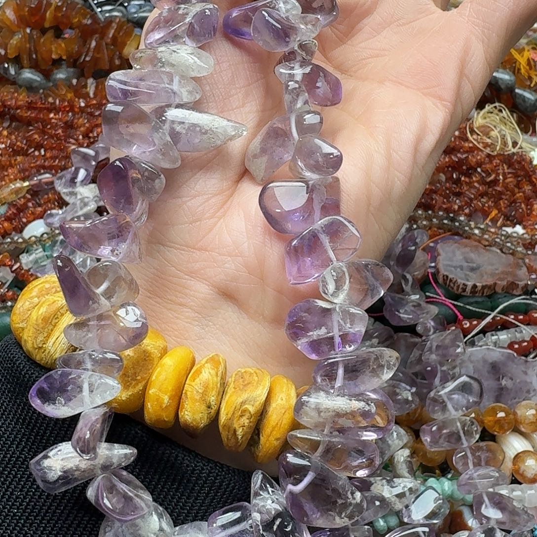 玛瑙/玉髓合金珠宝半成品一条玻利维亚紫塔晶卡子