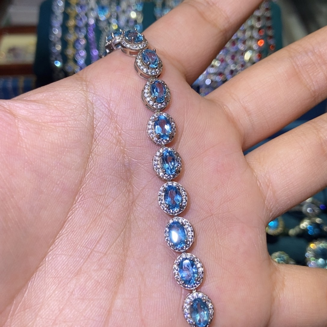 银S925镶嵌托帕石手链