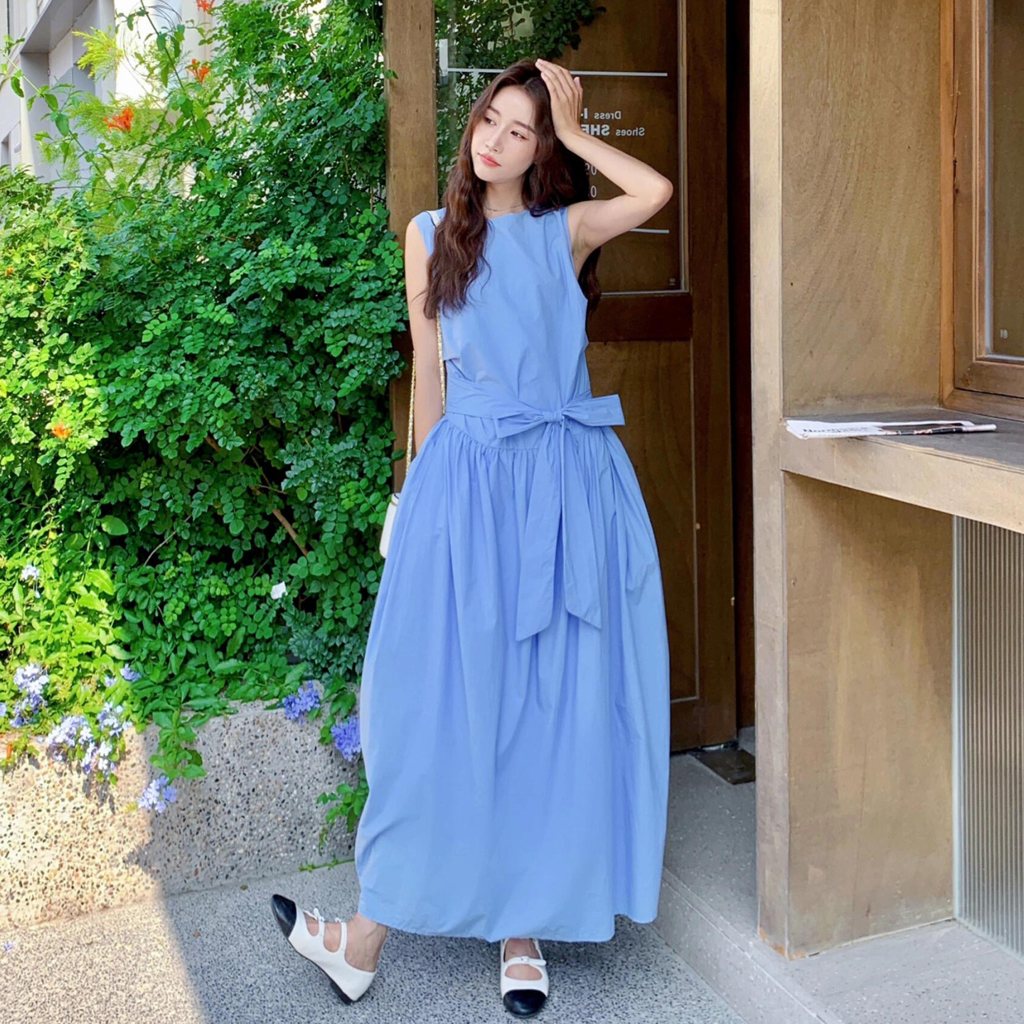 克莱因蓝色小个子连衣裙女夏季2025新款海边度假穿搭背心长裙4919