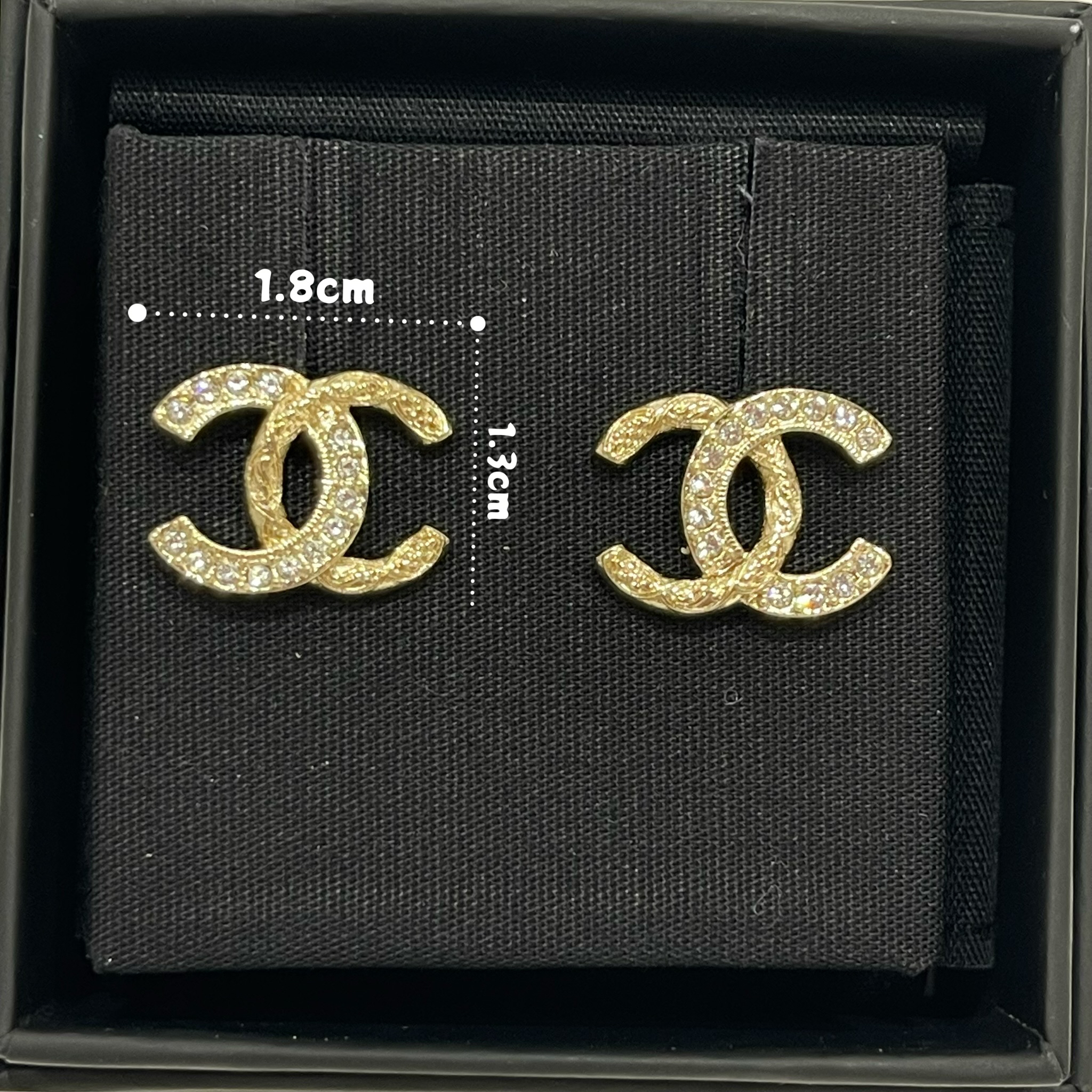 未使用 Chanel/香奈儿  25K金色拼接双C复古耳钉 耳环