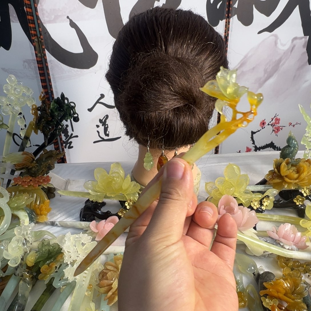 定制蛇纹石玉毛货发饰