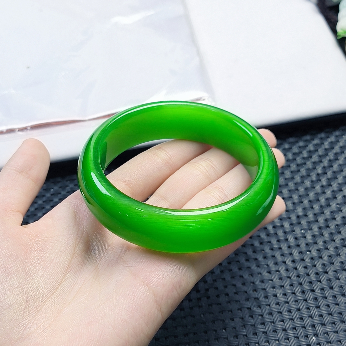 【聚宝严选】绿系猫手镯宽精致百搭时尚气质妈妈款