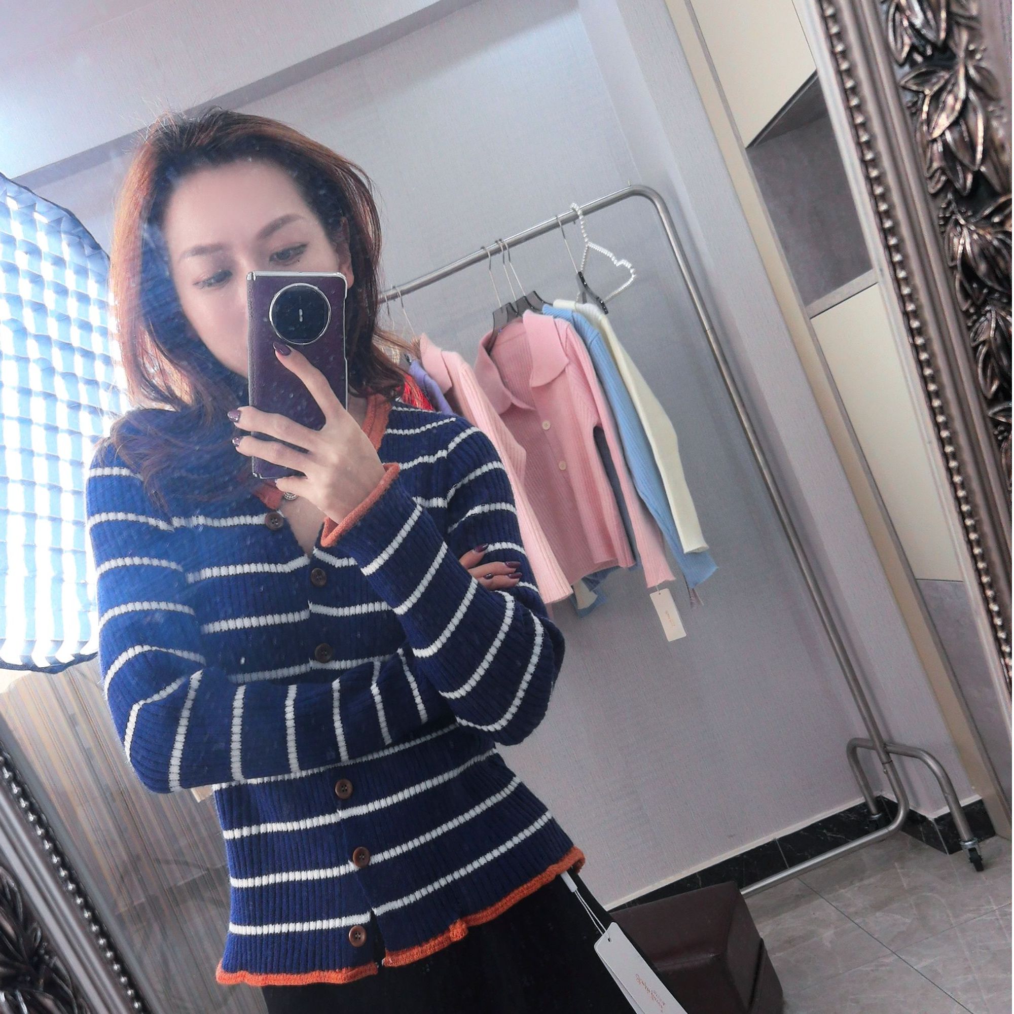 MeiLe简约针织开衫女早秋气质洋气休闲舒适百搭上衣JHXNJ001