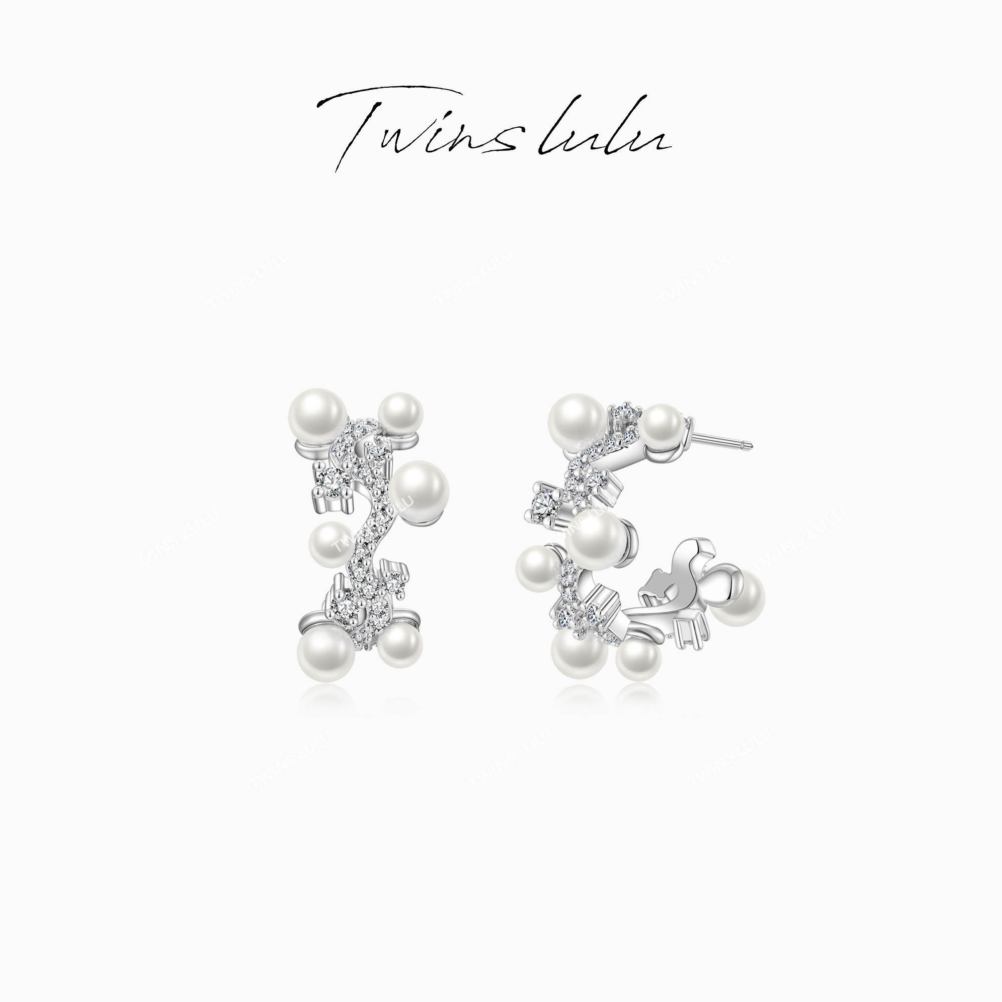 TWINS LULU 镀K金【春上新】百搭C形蔓藤花珠珠耳环TSL2362