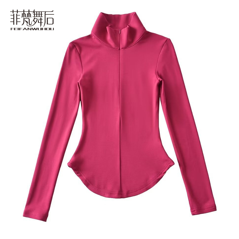 菲梵舞后新款加绒舞蹈服高领跳舞蹈服装上衣半拉链收腰外搭长袖女