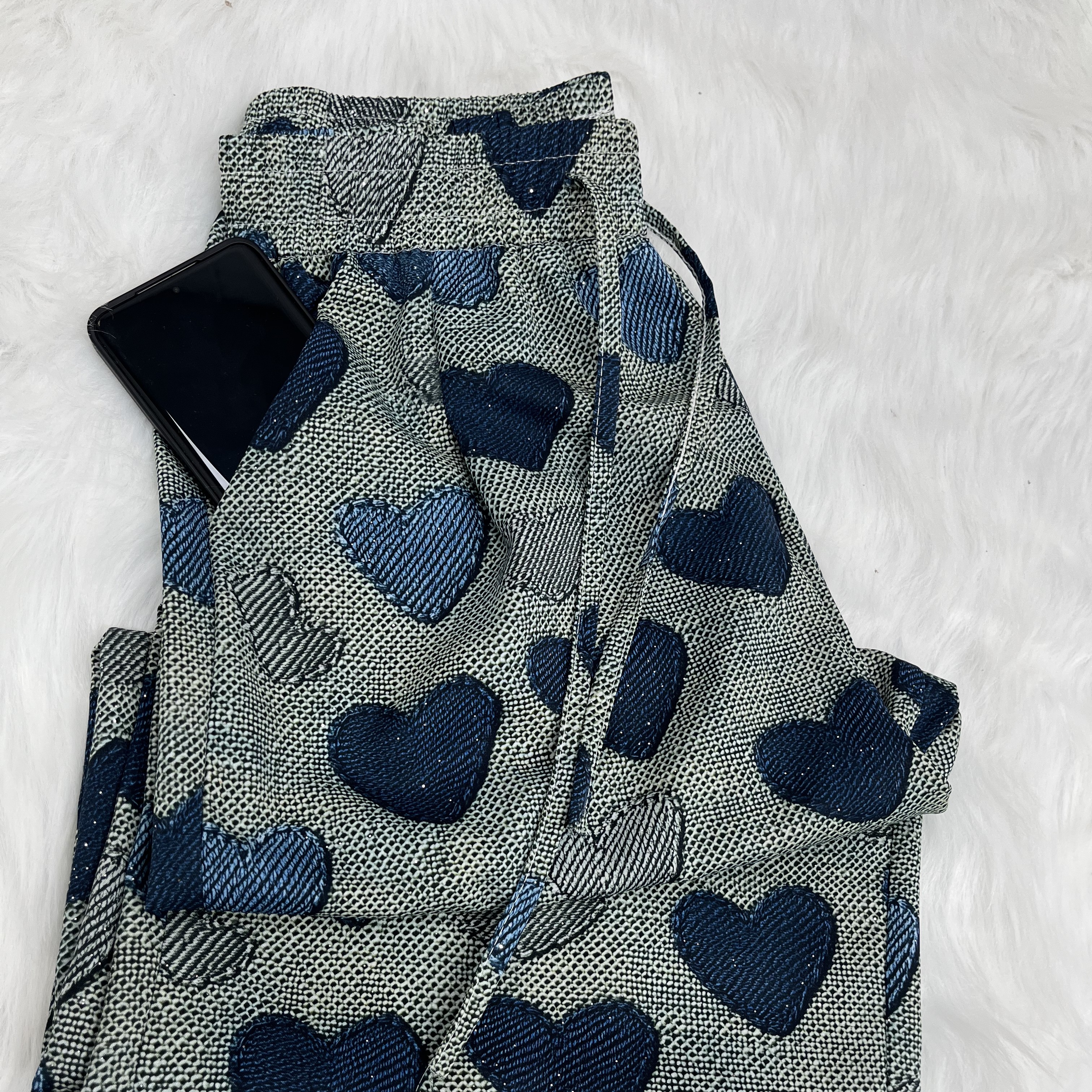 薄款夏季重工烫钻阔腿直筒裤气质休闲印花女士百搭时尚洋气