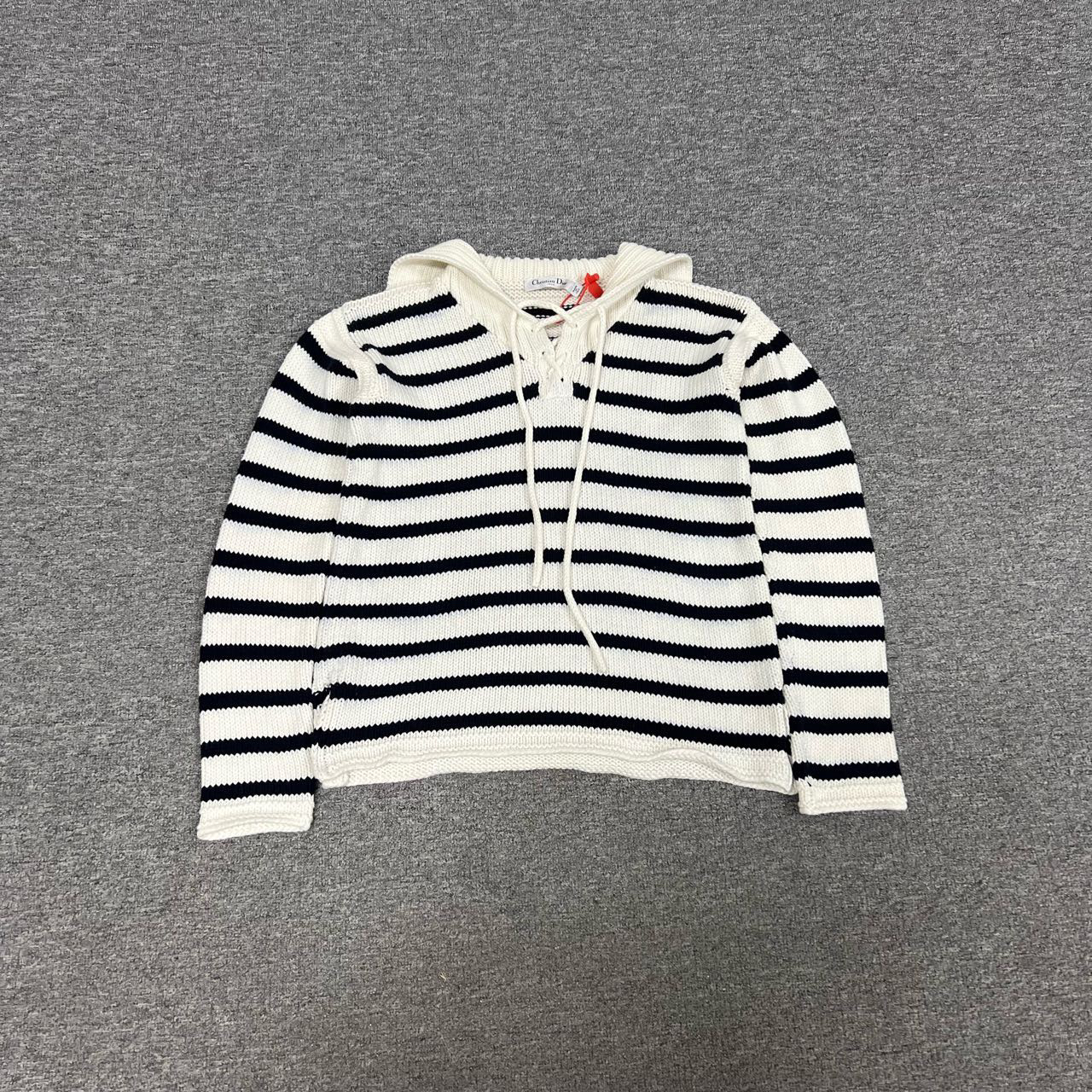 99新 DIOR/迪奥 黑白 条纹 针织 水手领 上衣 38码