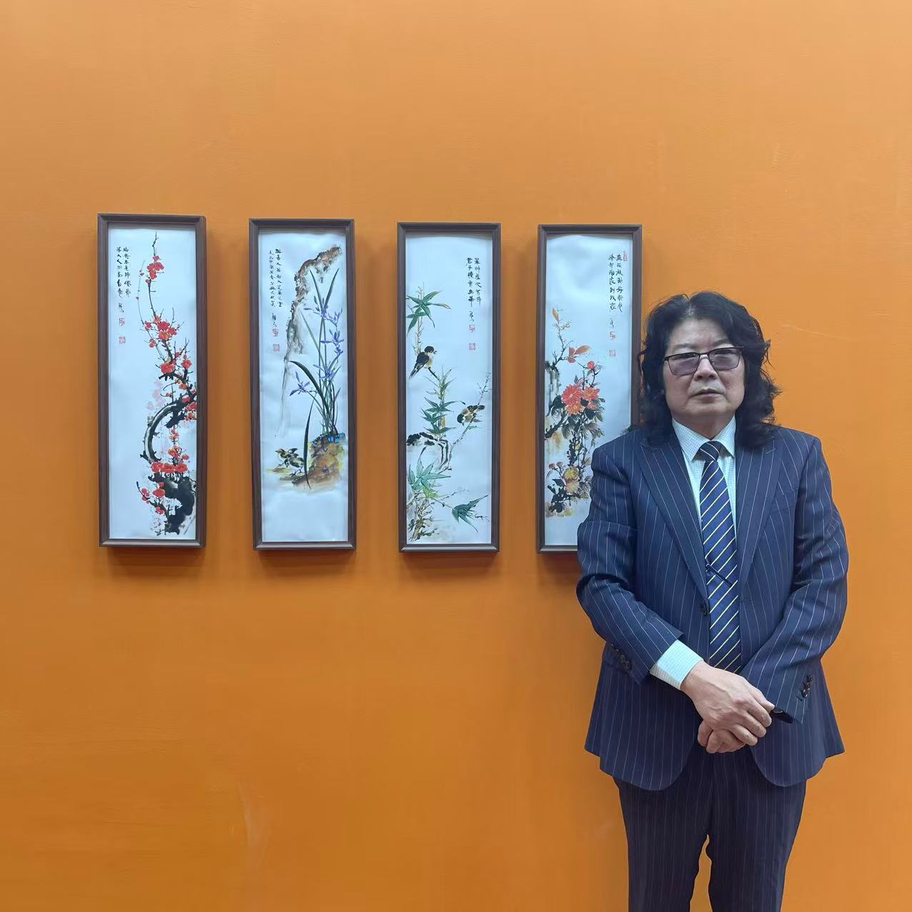 王德峰《梅兰竹菊四条屏》带框 国墨堂