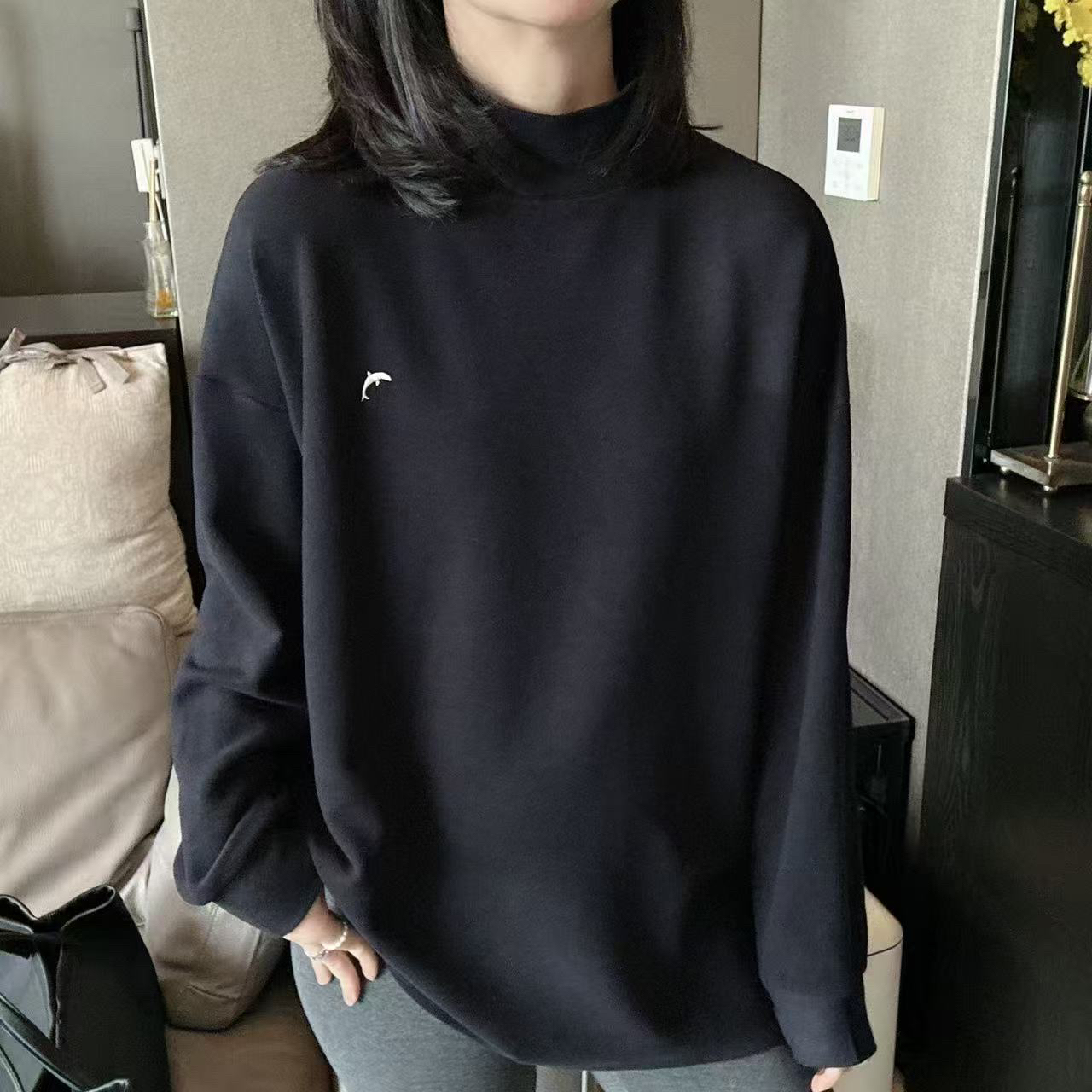 韩系德绒慵懒中高领打底衫