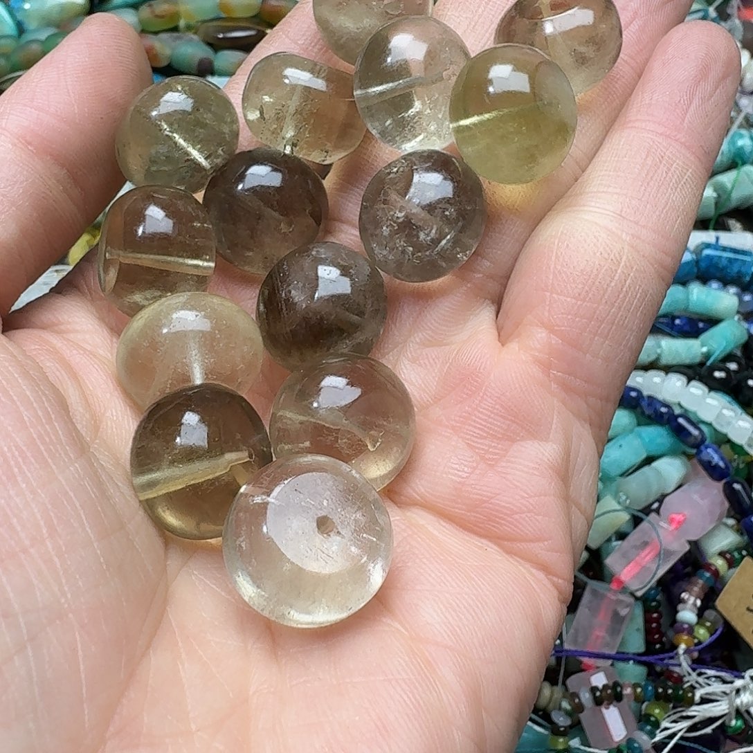 玛瑙/玉髓合金珠宝半成品2颗18mm茶水晶算盘