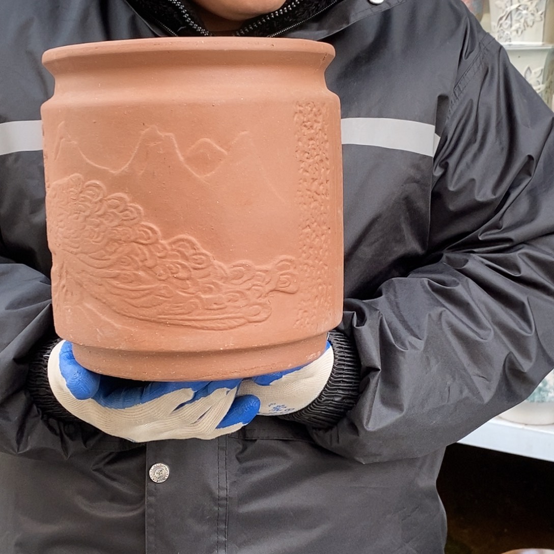 紫砂花盆口20高20瑕疵