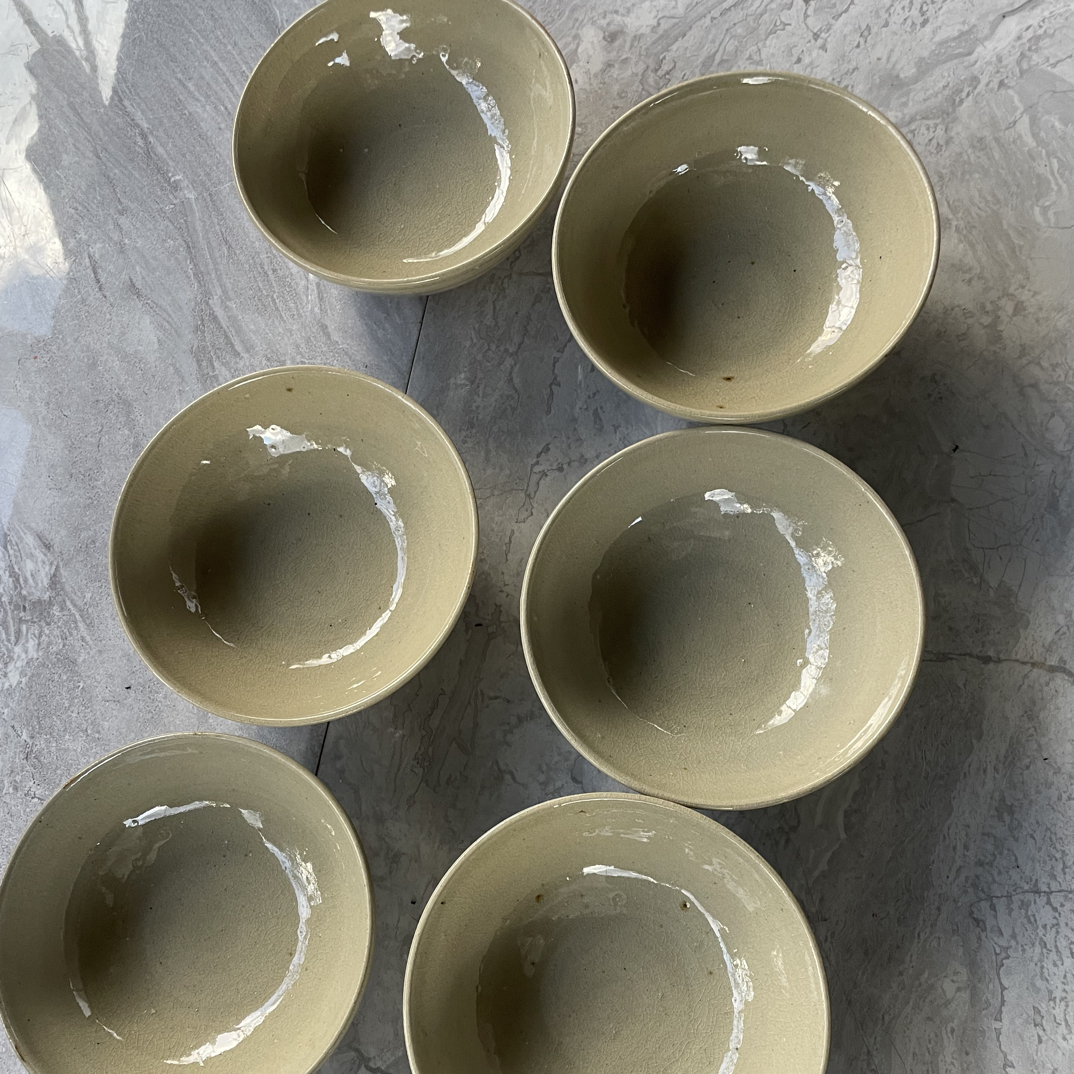 6个为一单非遗手上柴烧粗陶高端满釉土碗烧出冰裂吃饭碗