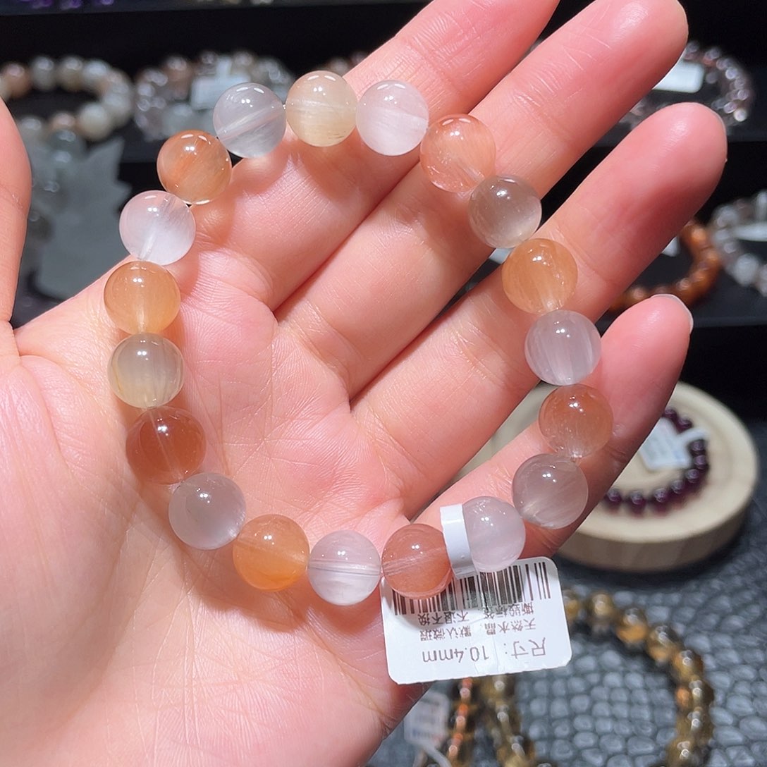 水晶手链未镶嵌兔毛手链，晶体通透