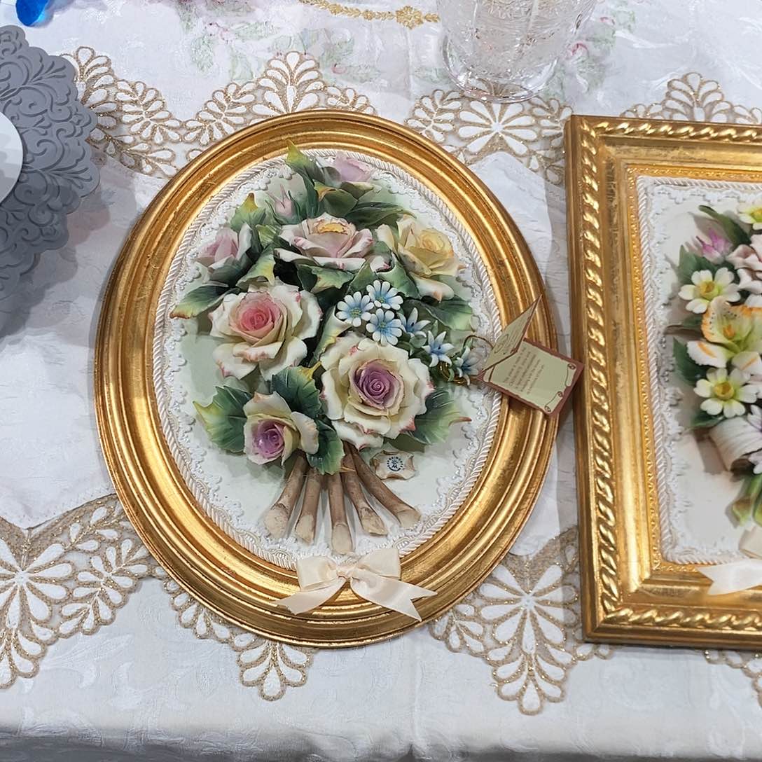 摆件意大利陶瓷花挂画赏盘