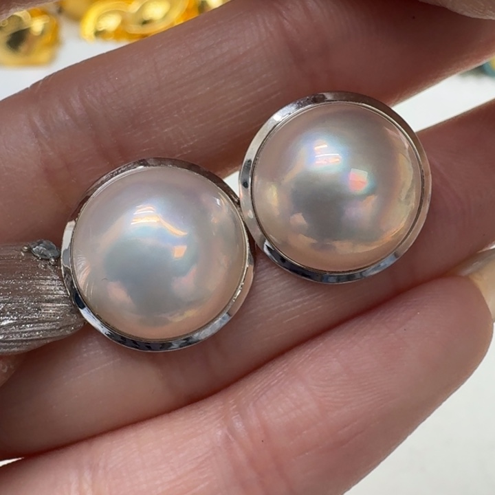 拼合珍珠（马贝珠）耳饰未镶嵌