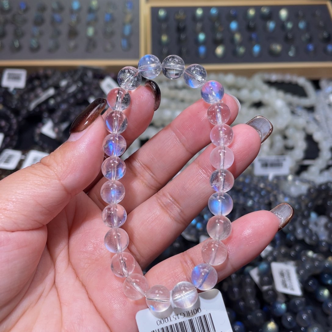 月光石手链未镶嵌满*哥蓝月光手链7.9mm