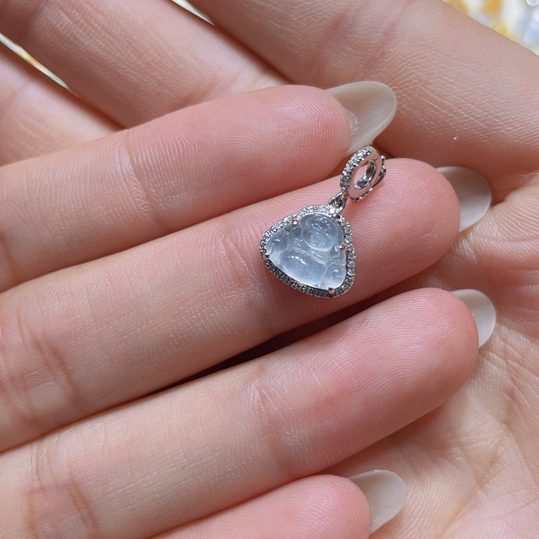 翡翠吊坠(不含链)18K金镶嵌