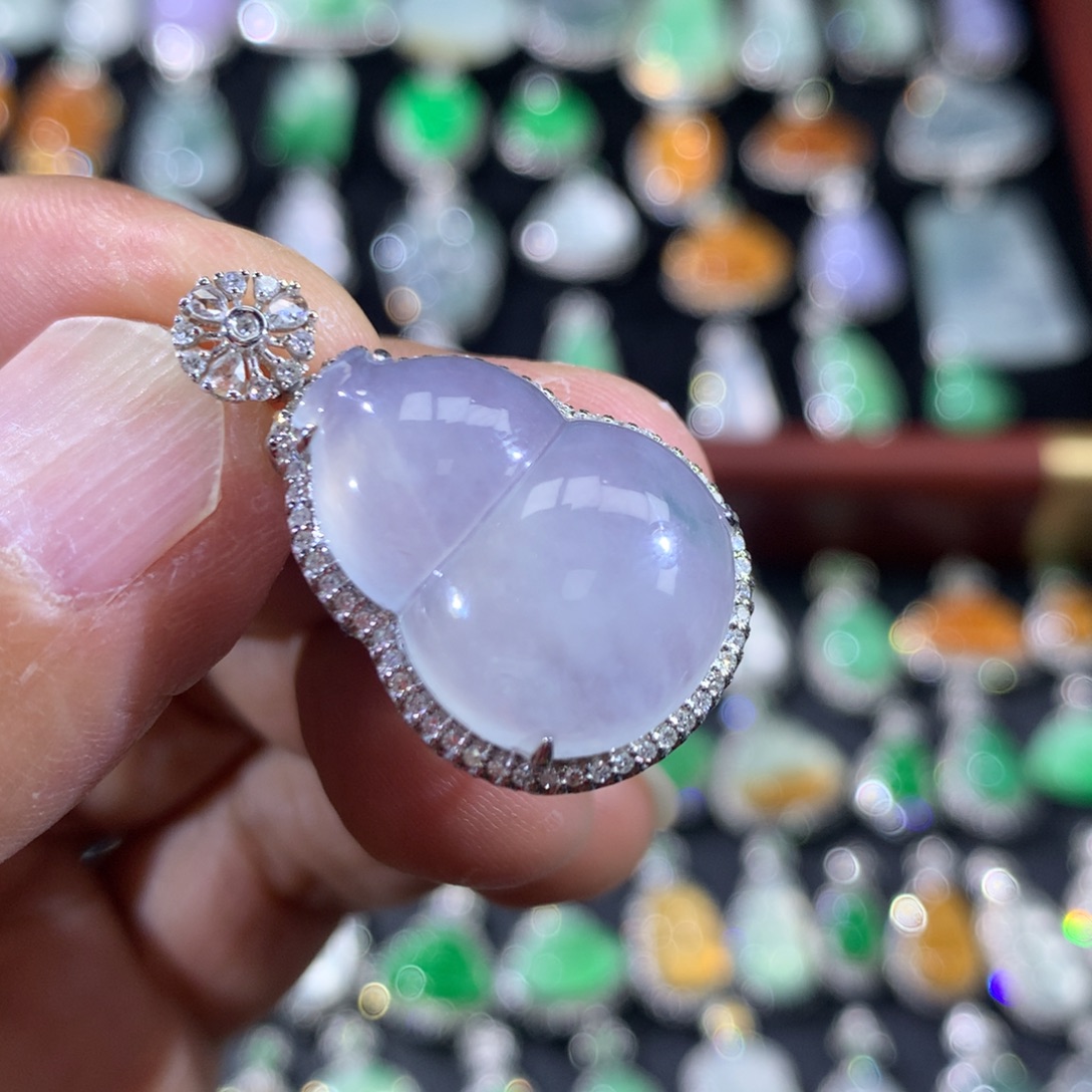 翡翠18K金镶嵌吊坠(不含链)