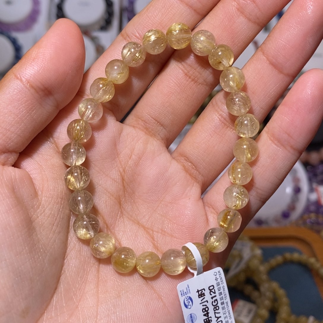 【闪购商品】发晶手串未镶嵌时**.金发7.4mm