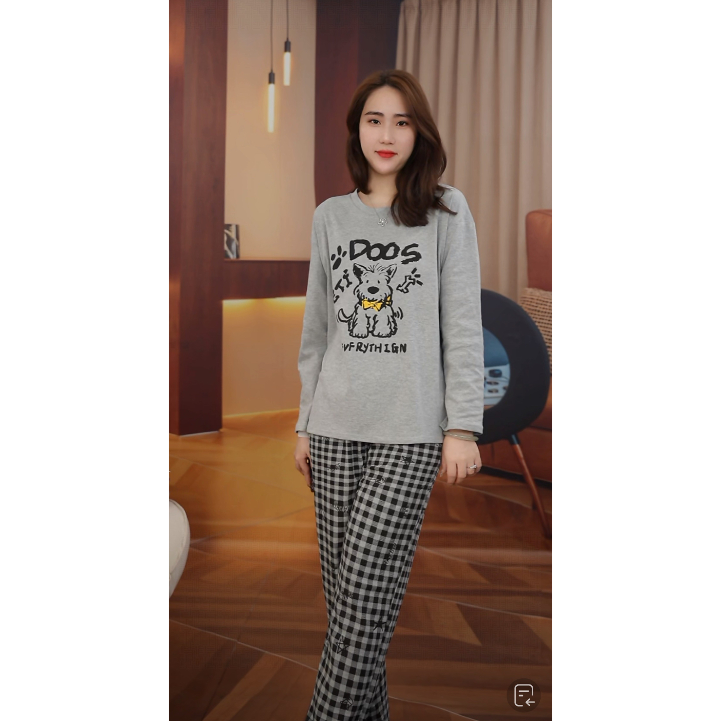 睡衣女秋冬新款爆款纯棉长袖长裤外穿家居服套装（格子西高地长袖）