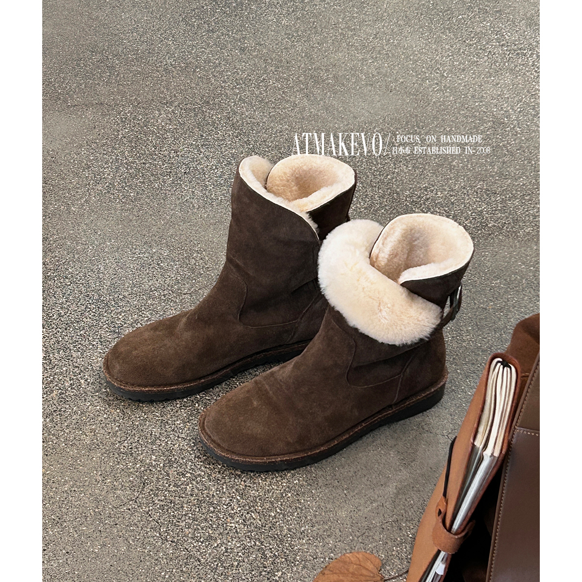 吕小布 | 羊皮毛一体雪地靴女 老钱风松弛感冬季新款保暖短靴0757