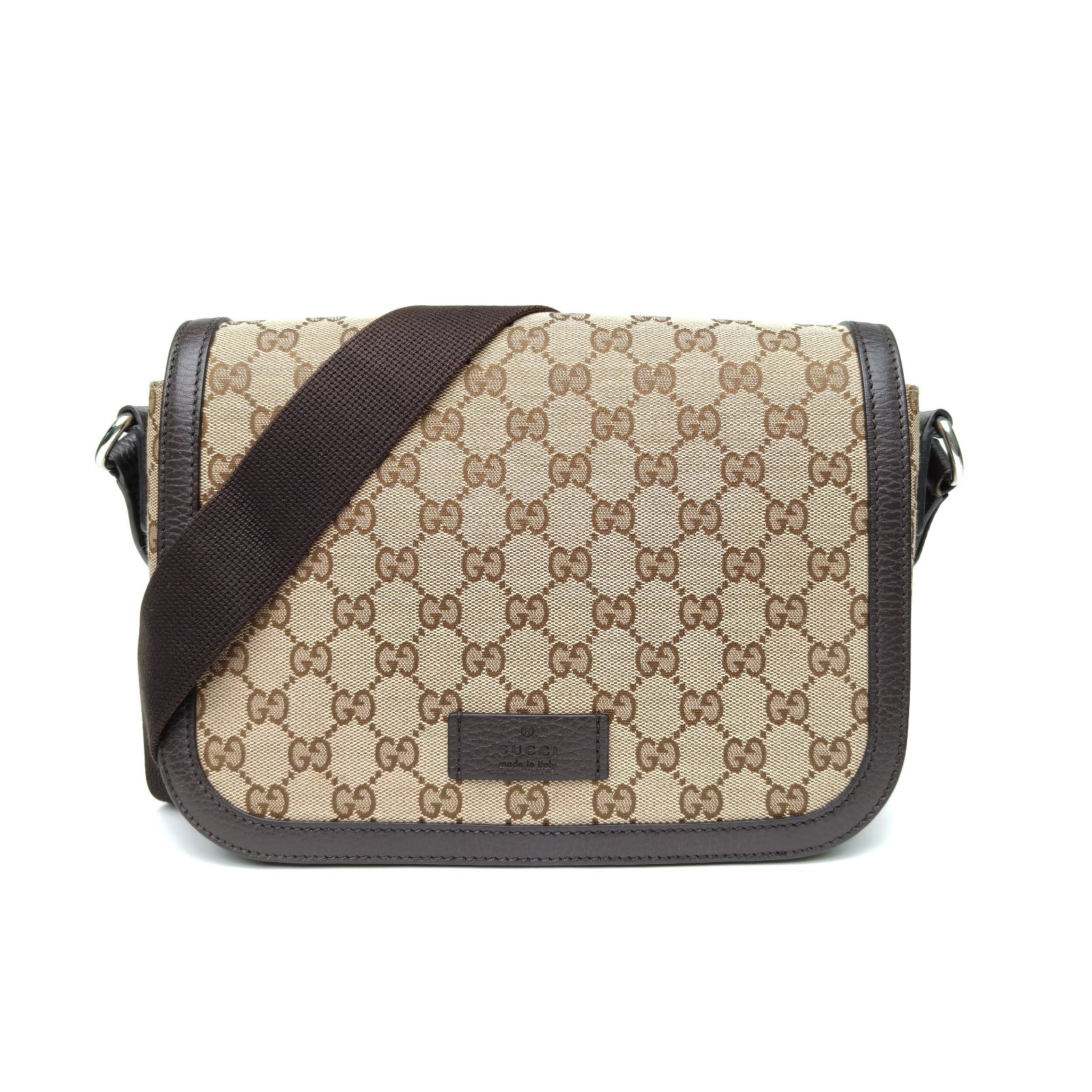 95新 GUCCI/古驰 【娇】老花 帆布 银扣 GG 邮差斜跨包 926936