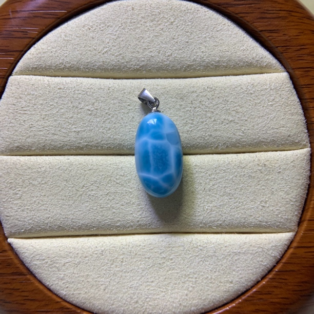 天然海纹石蛋面s925银镶嵌吊坠女神礼物时尚气质简约百搭款