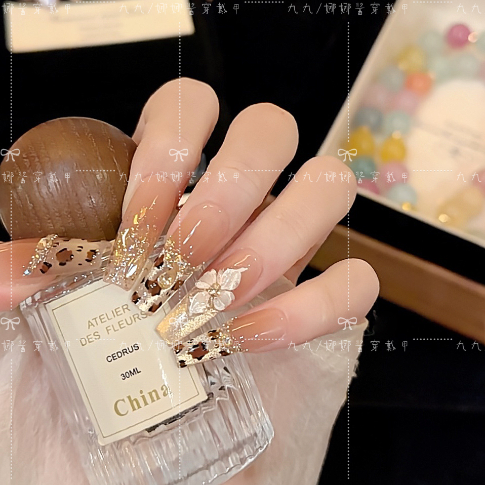 【金秋豹豹】纯手工穿戴甲美甲可拆卸穿戴式持久反复使用 