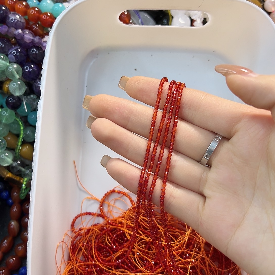 玛瑙/玉髓合金珠宝半成品卡2橙石榴石三条