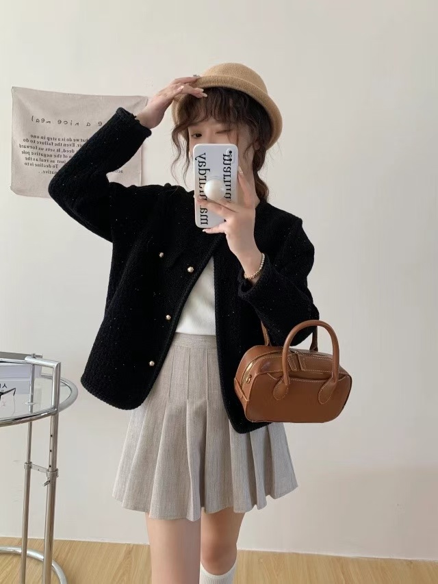 女通勤风上衣小个子长袖春季显瘦韩版直下摆圆领短外套合集链接