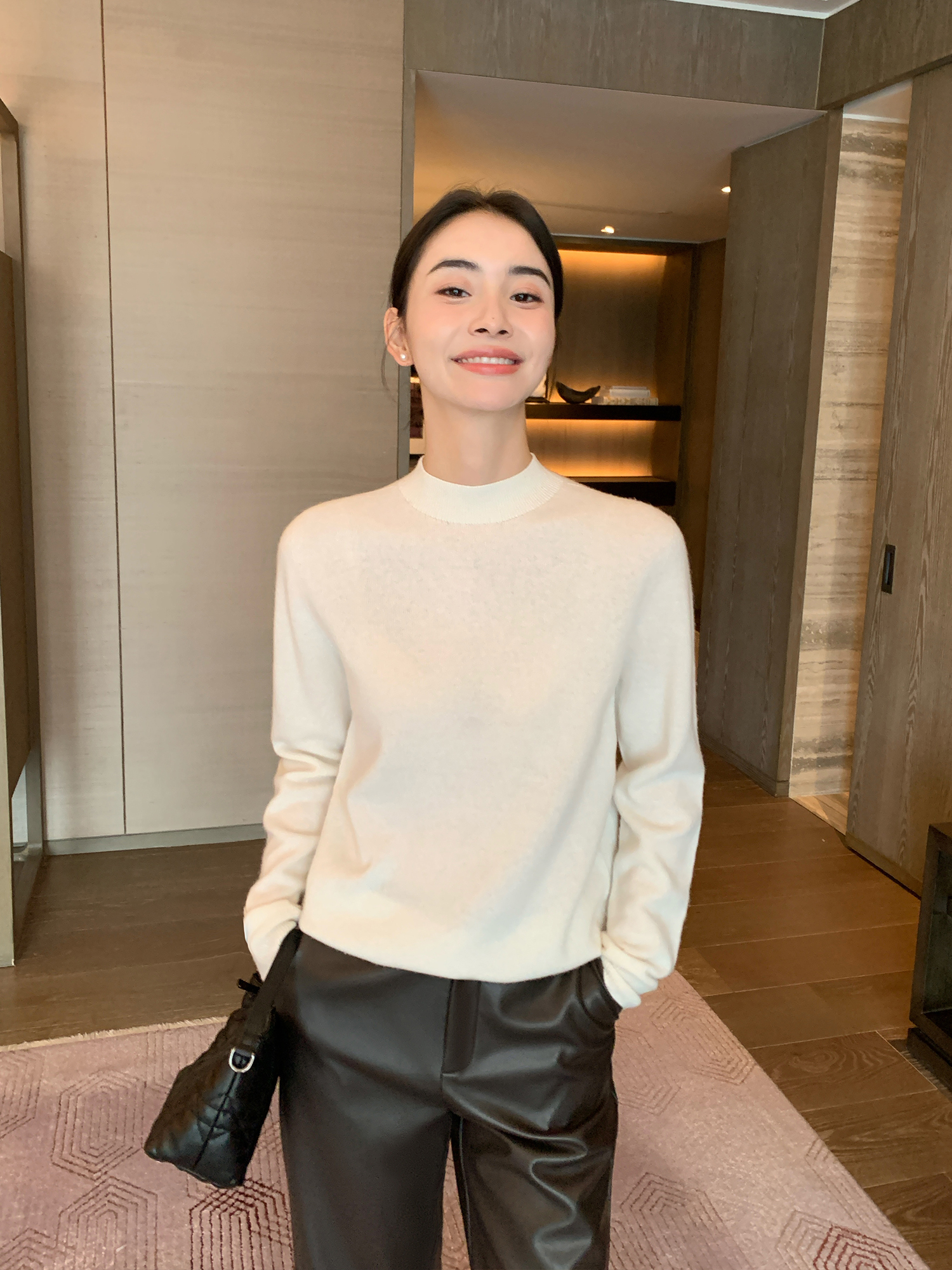 内搭外穿2024商场新款一线成衣纯羊毛圆领长袖针织开衫外套女D019