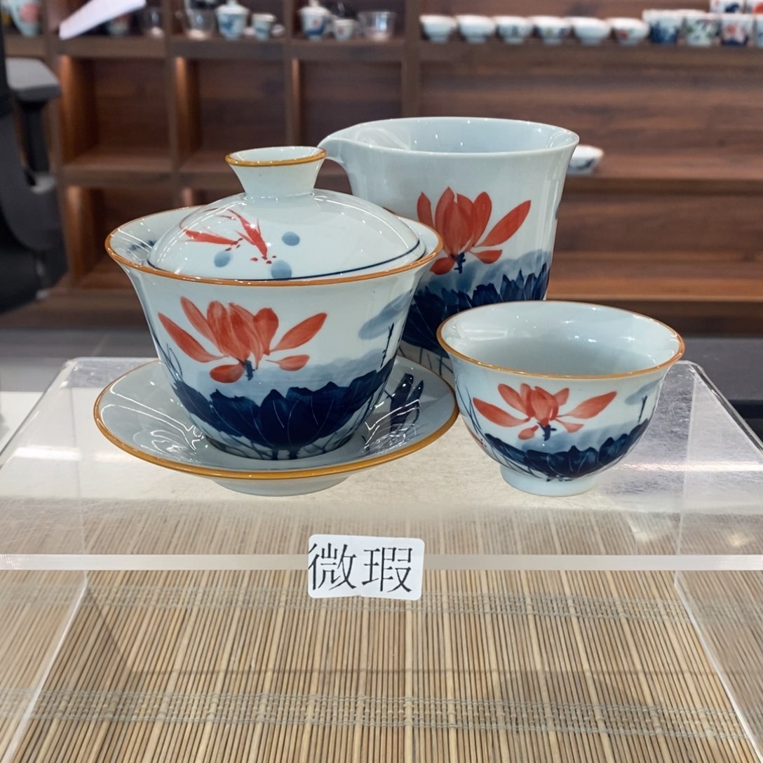 釉下彩老陶泥手工绘制