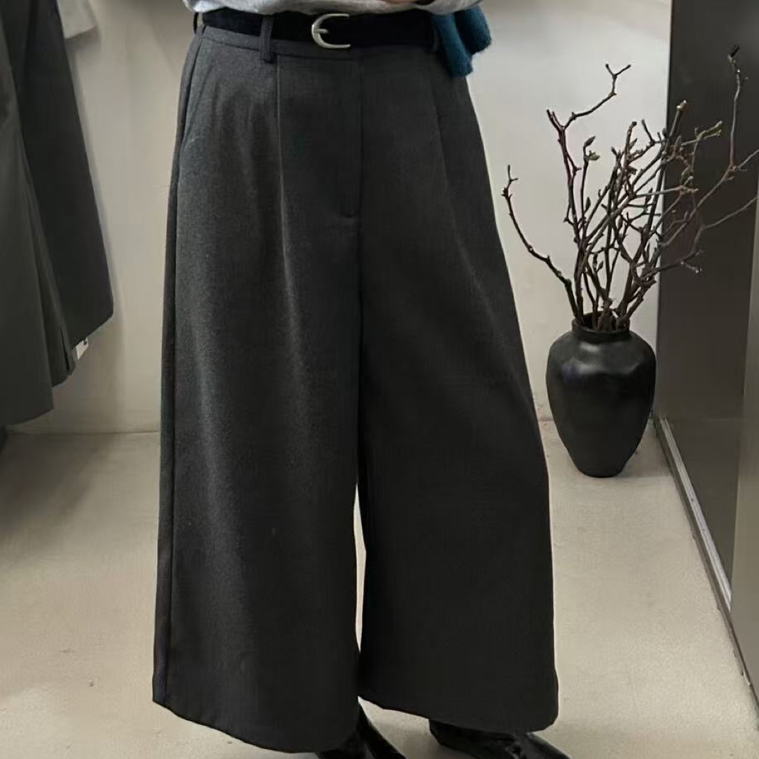 【毛呢八分裤】超火裤型 加厚面料秋冬必备八分毛呢阔腿裤