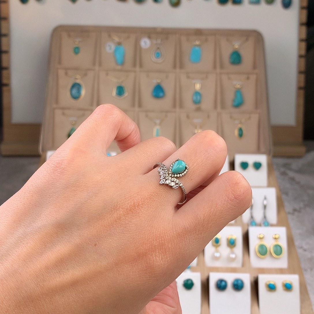 绿松石银S925镶嵌戒指