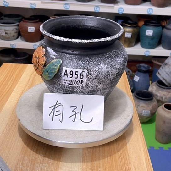 红陶手工制作工艺花盆