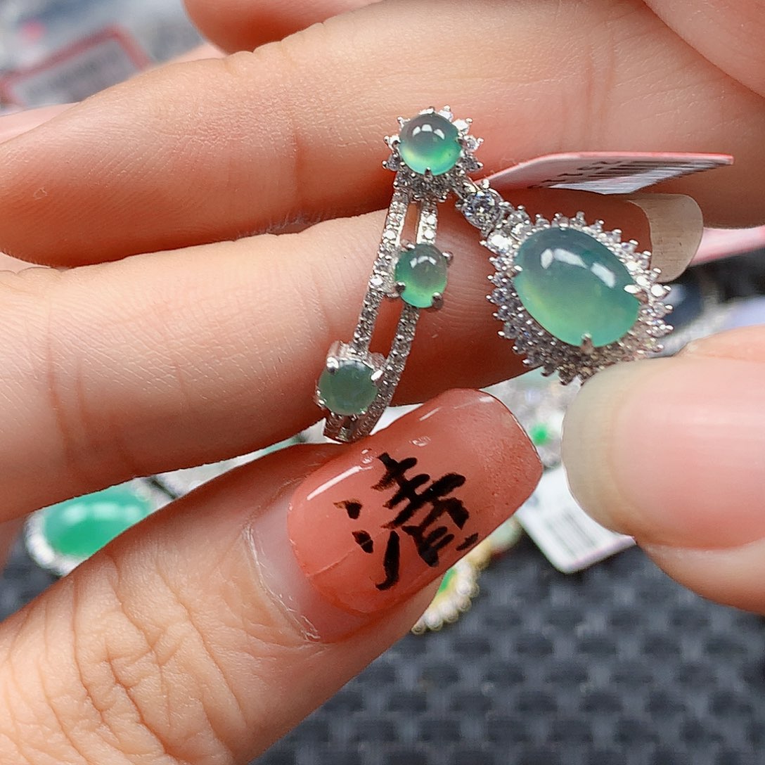 翡翠银S925镶嵌戒指