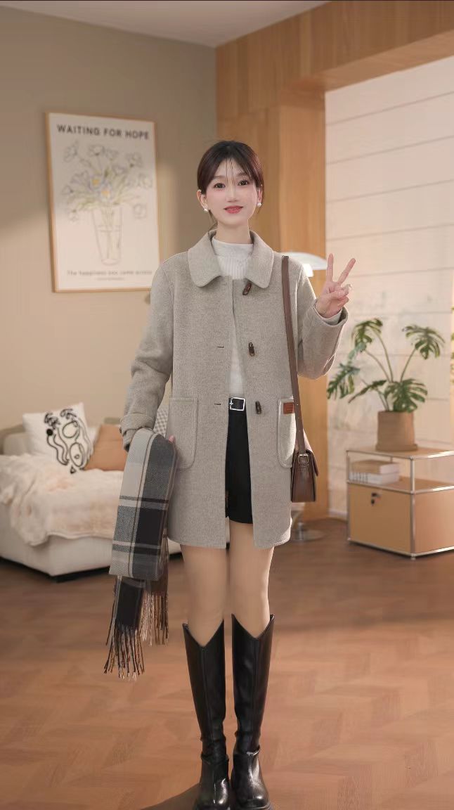 K大衣女款爆款2025新款中长款双面羊毛大衣百搭显瘦高贵大衣18036