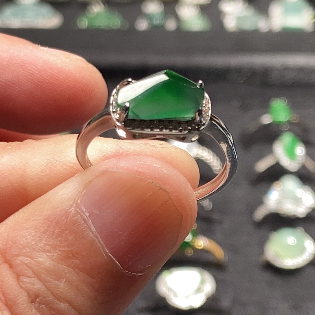 翡翠银S925镶嵌戒指