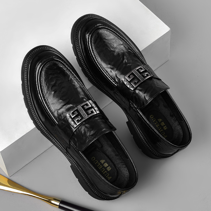 1708新款皮鞋男士一脚蹬乐福鞋英伦百搭时尚潮流轻便柔软休闲男鞋