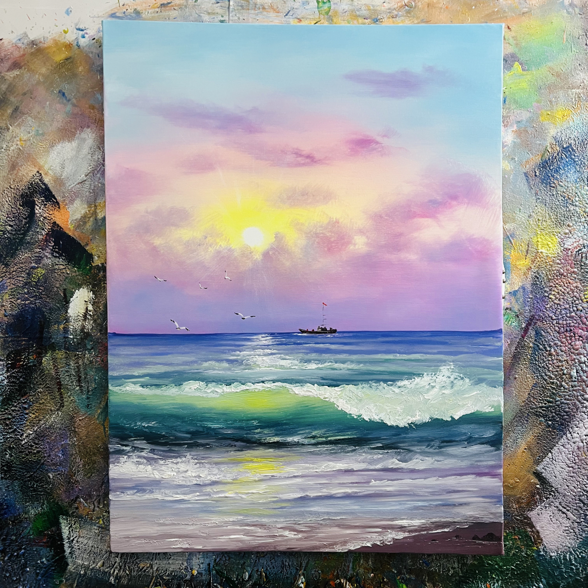 海阔天空挂画现代装饰画不含内框尺寸90.120cm