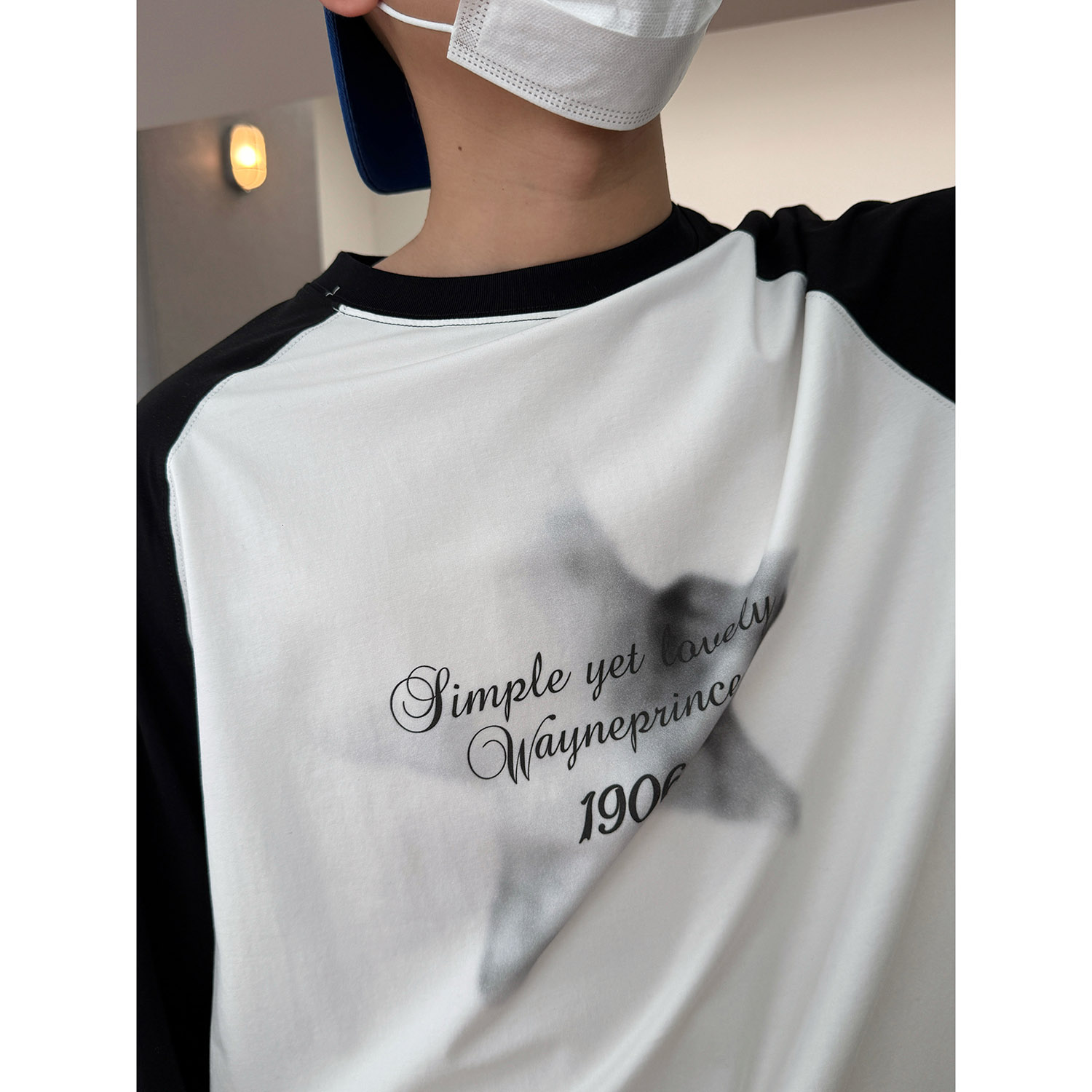 19studio WAYNEPRINCE 美式复古星星印花长袖T恤宽松百搭圆领上衣
