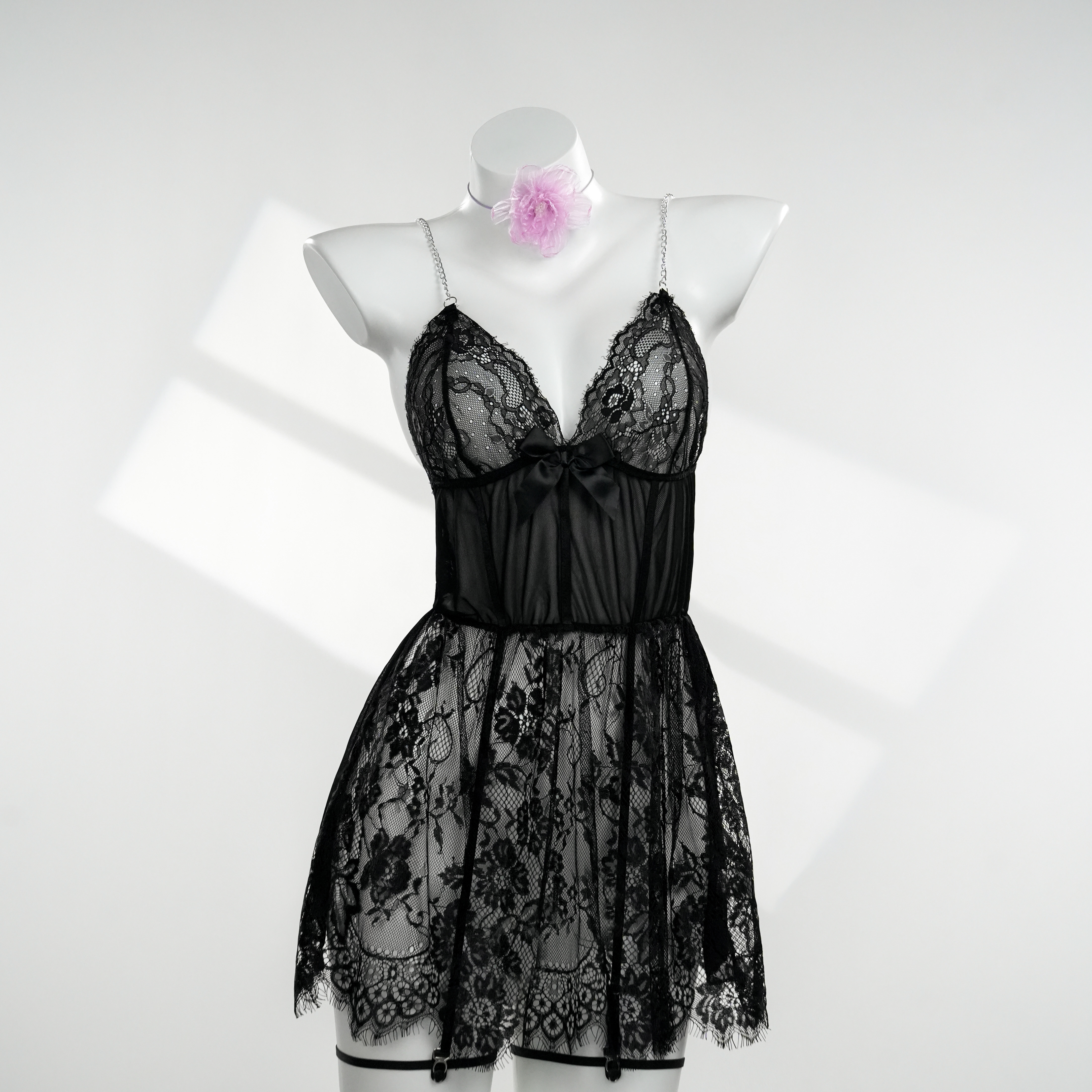 故人归【90-170斤】女士性感大码睡裙蕾丝珍珠网纱迷人睡裙 71688