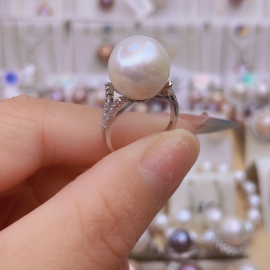 戒指淡水珍珠银S925镶嵌