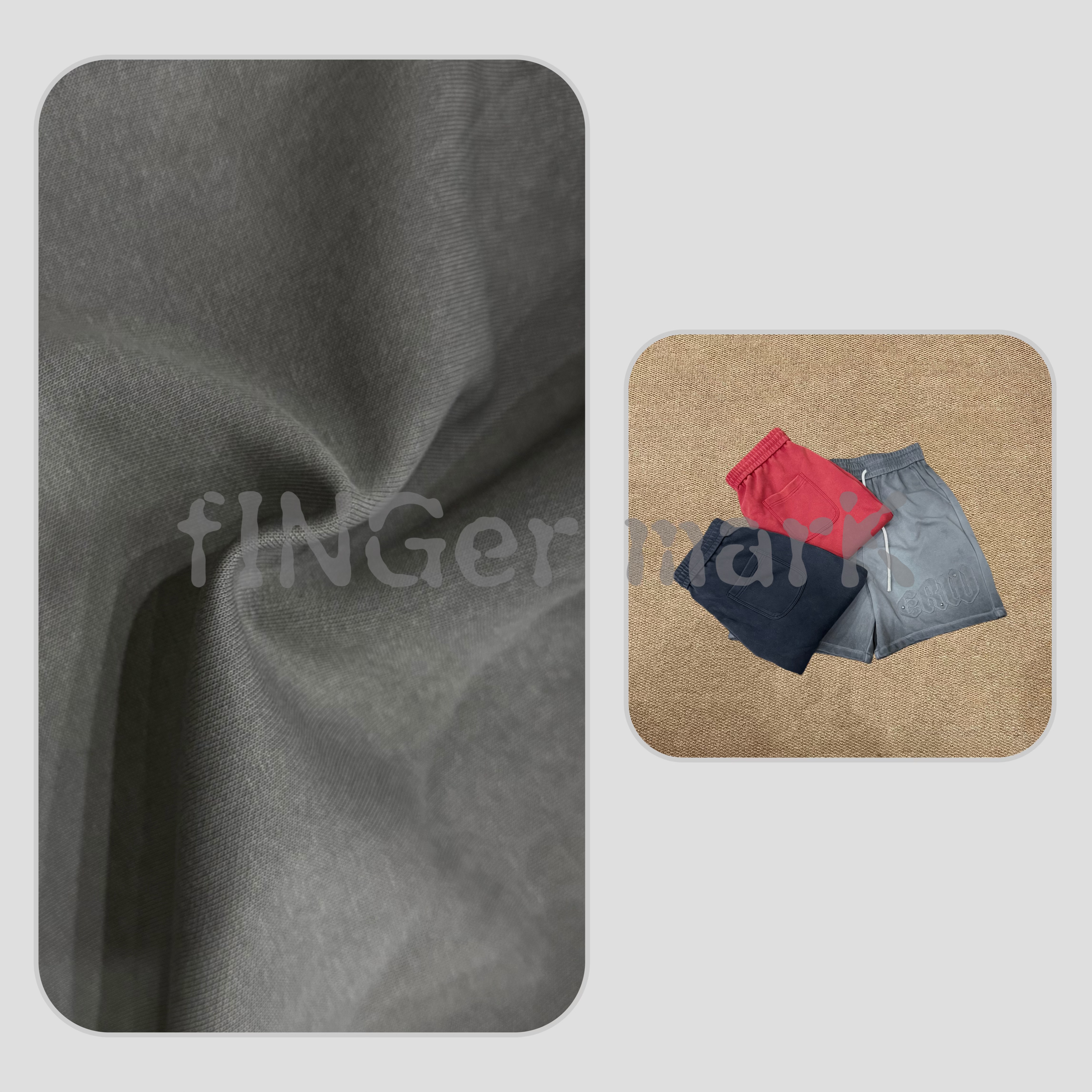 fINGer marK 集閤店 小众設計水洗做旧夏季渐染五分短裤9033